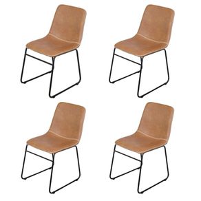 Kit 4 Cadeiras Verner Revestimento em Poliuretano -PU- Caramelo Base Aco Kit 4 Cadeiras Verner Revestimento em Poliuretano -PU- Caramelo Base Aco